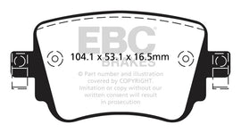 EBC Yellowstuff Rear Brake Pads for Volkswagen Passat and Golf 2014-2015