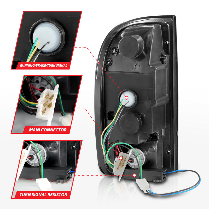 ANZO 95-00 Toyota Tacoma LED Taillights with Black Housing and Clear Lens – Pair