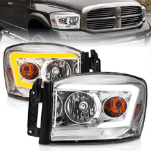 Load image into Gallery viewer, ANZO 06-09 Dodge Ram Headlights with Chrome Housing and Clear Lens – Switchback Light Bars, Pair