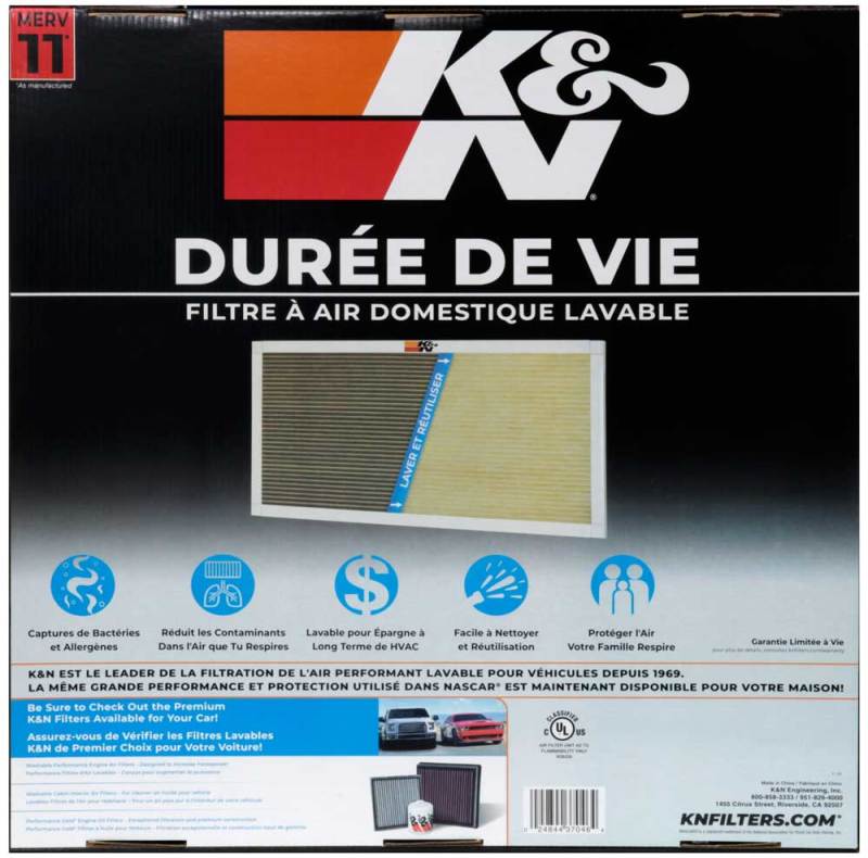 K&N Engineering 20 x 20 x 1 HVAC Reusable Air Filter with MERV 11 Rating