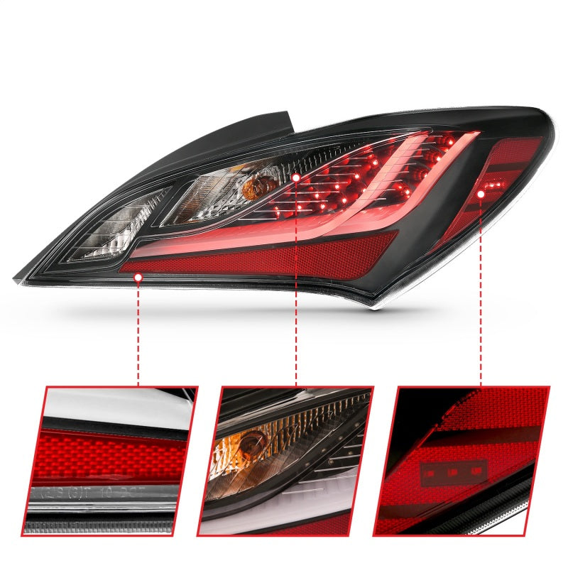 ANZO 10-13 Hyundai Genesis 2-Door LED Taillights with Dark Smoke Lens - Pair