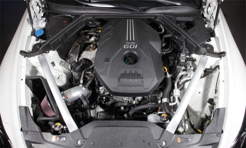 K&N Engineering Part Number KN69-5320TS Silver Typhoon Short Ram Intake for Kia Stinger 2.0L Turbo and Genesis G70 2.0L