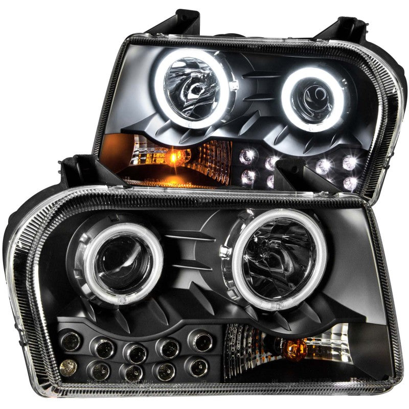 ANZO 2005-2010 Chrysler 300 Projector Headlights with Halo Black Housing Pair