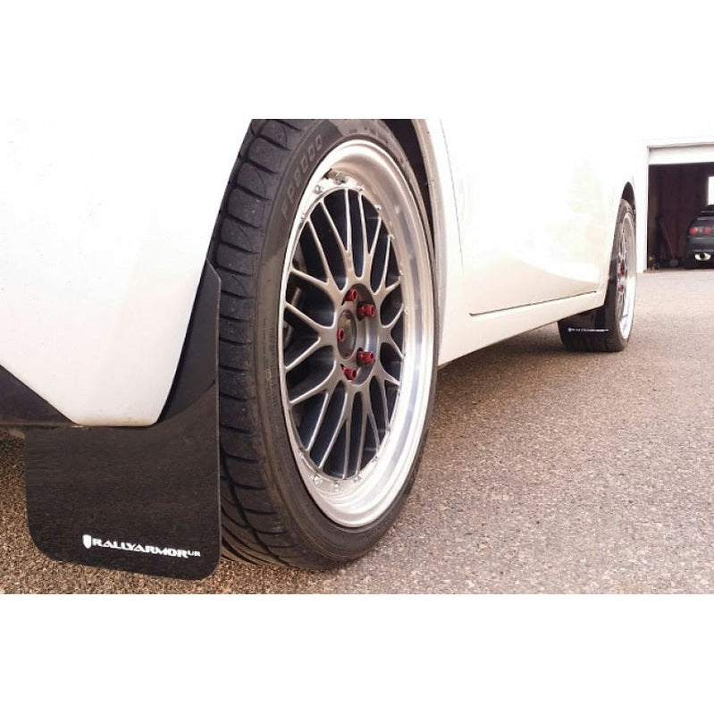 Rally Armor UR Series Mud Flap Set for 2014-2015 Mazda 3 with White Logo