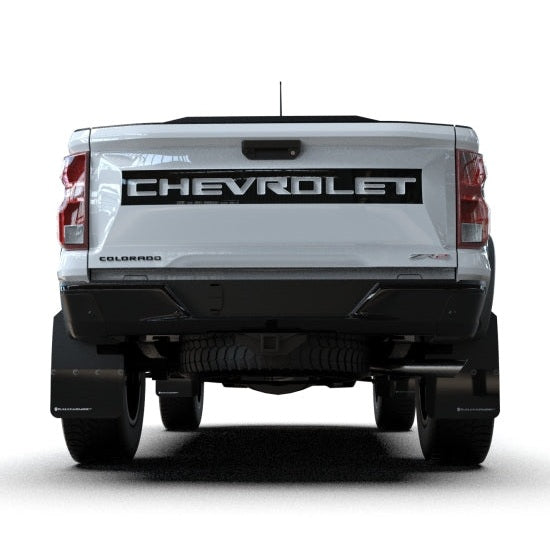 Rally Armor 23-25 Chevy Colorado ZR2 Black Mud Flap with White Logo - Durable Polyurethane Mud Guard