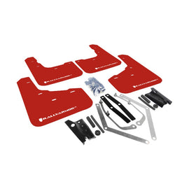 Rally Armor UR Mud Flaps for Ford Fiesta (2014-2019) – Red with White Logo, Part Number RALMF29-UR-RD/WH