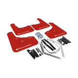 Rally Armor UR Mud Flaps for Ford Fiesta (2014-2019) – Red with White Logo, Part Number RALMF29-UR-RD/WH