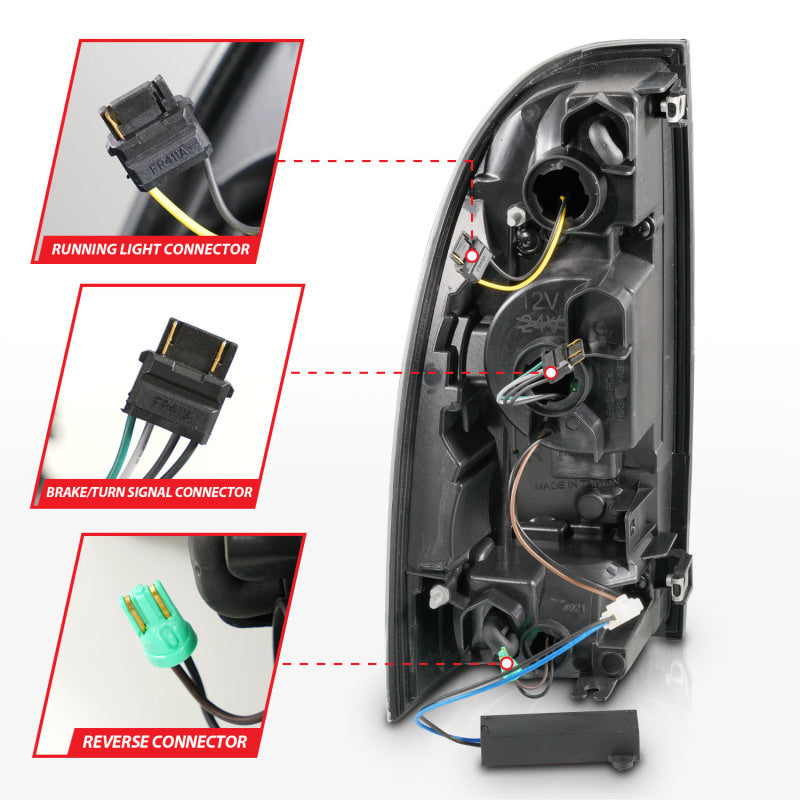 ANZO 05-15 Toyota Tacoma Full LED Tail Lights with Light Bar, Sequential Function, Black Housing, Clear Lens