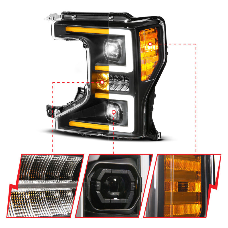ANZO Z-Series Full LED Projector Headlight for 2020-2022 Ford Super Duty Driver Side Only - Halogen Replacement