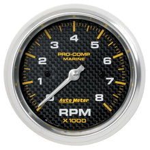 Load image into Gallery viewer, AutoMeter Marine Carbon Fiber 3-3/8 inch 8,000 RPM Tachometer Part Number ATM200779-40