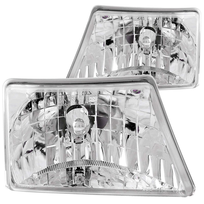 ANZO 1998-2000 Ford Ranger Crystal Headlights with Clear Lenses and Chrome Housing