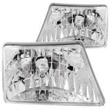 ANZO 1998-2000 Ford Ranger Crystal Headlights with Clear Lenses and Chrome Housing