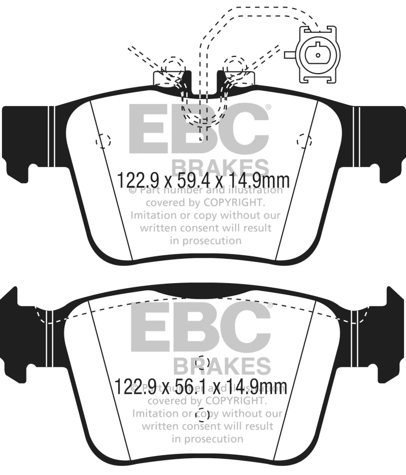 EBC Ultimax Rear Brake Pads for Alfa Romeo Giulia & Stelvio 2017-2019 * OEM Replacement, Part Number EBC UD1989