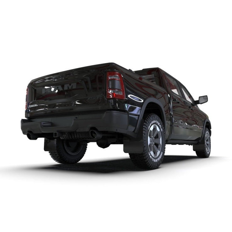 Rally Armor 19-25 Dodge Ram 1500 Rebel Black UR Mud Flap with Metallic Black Logo