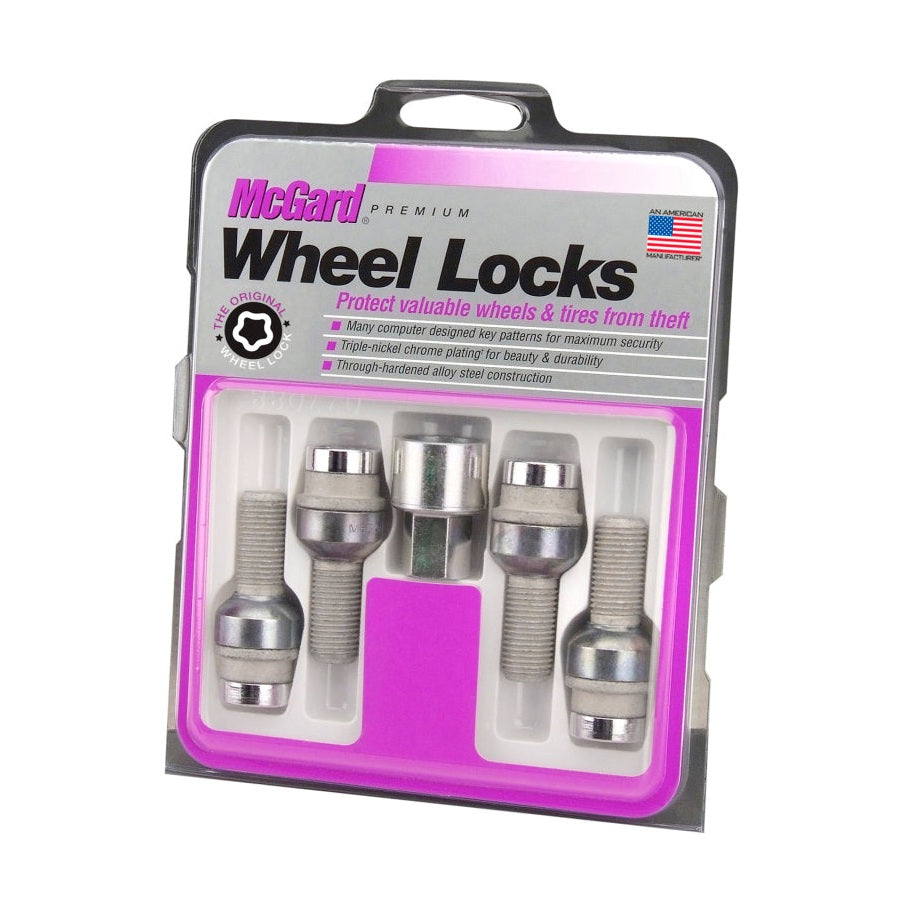 McGard Wheel Lock Bolt Set - Radius Seat, M14 x 1.5 Thread, Chrome - 4 Pieces