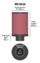 Load image into Gallery viewer, K&amp;N Engineering Universal Rubber Air Filter with 3.5-inch Flange and 5-inch Outer Diameter
