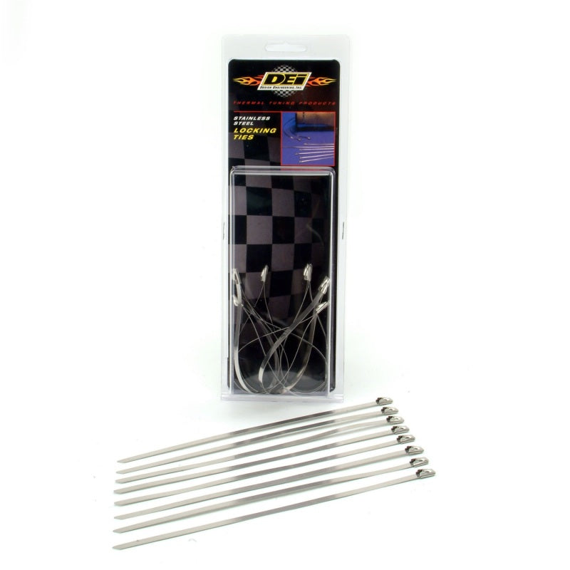 DEI Stainless Steel Locking Tie 8 Inch - Pack of 8 for High-Heat Applications