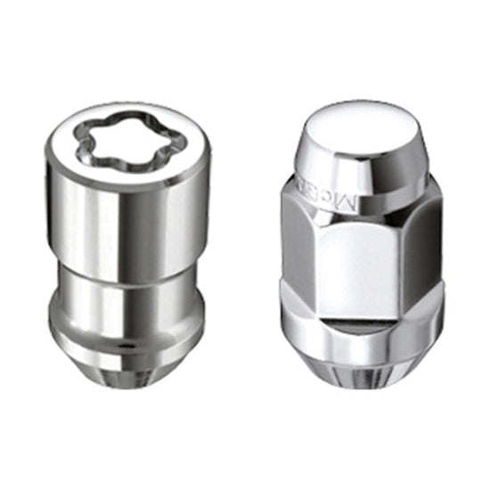 McGard Chrome Bulge Style Cone Seat Wheel Installation Kit for 5-Lug Vehicles, M12 x 1.5 Thread - Includes 16 Lug Nuts, 4 Wheel Locks, and Key
