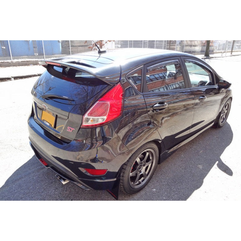 Rally Armor UR Mud Flaps for Ford Fiesta (2014-2019) – Red with White Logo, Part Number RALMF29-UR-RD/WH