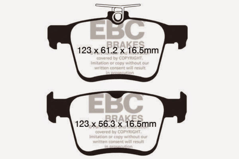 EBC 2017+ Volkswagen Atlas 2.0L Turbo Greenstuff Rear Brake Pads * Durable 4x4 Off-Road Performance