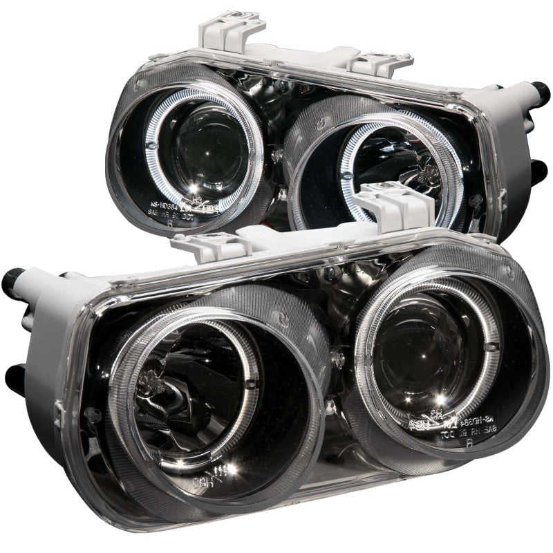 ANZO 1994-1997 Acura Integra Projector Headlights with Halo, Black Housing, Clear Lens – Pair