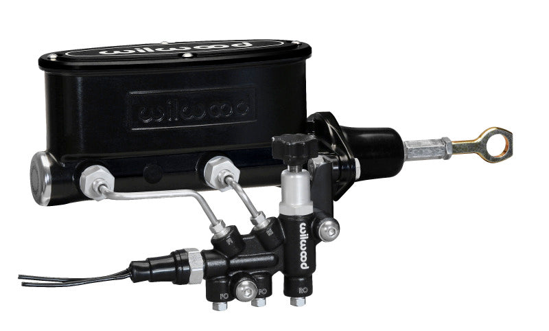 Wilwood HV Tandem Master Cylinder Kit with Combination Proportioning Valve for Early Mustang - 7/8 inch Bore, Black Finish
