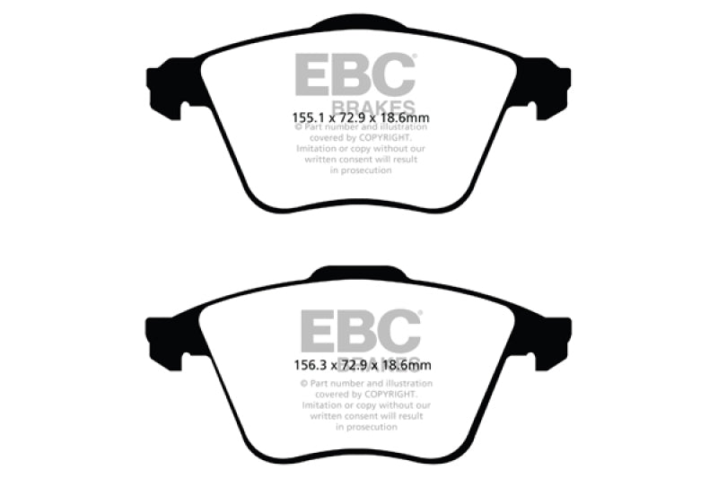 EBC Ultimax2 Front Brake Pads for Volvo V50 and C70 * OEM Replacement with Low Dust and Long-Lasting Performance