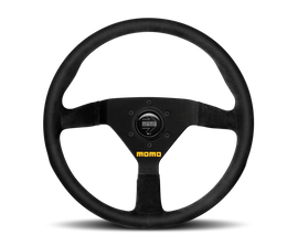 MOMO MOD78 350mm Black Suede Steering Wheel with Black Spokes