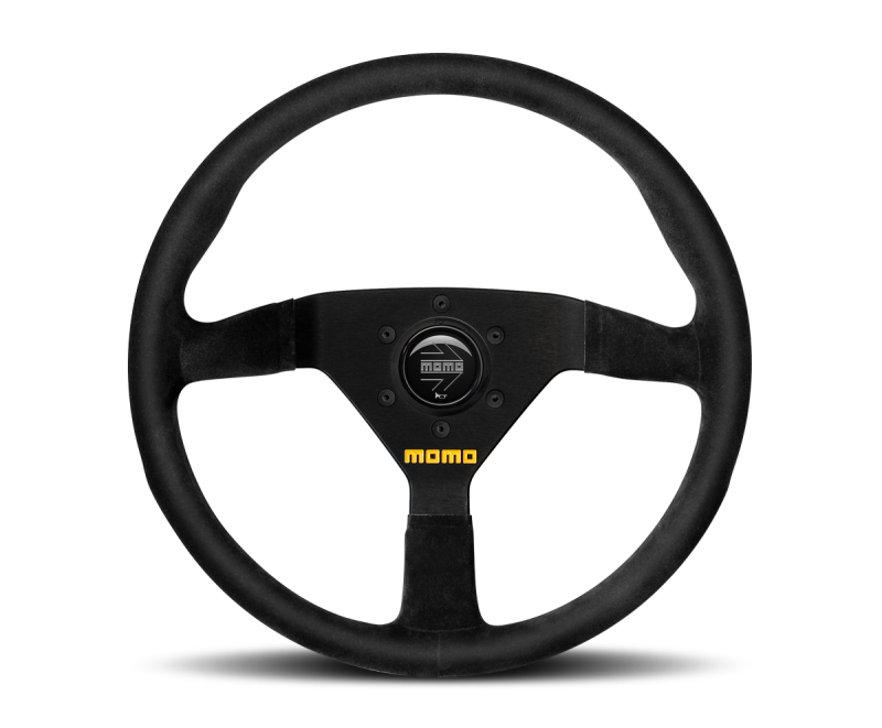 MOMO MOD78 320mm Black Leather Steering Wheel with Black Spokes