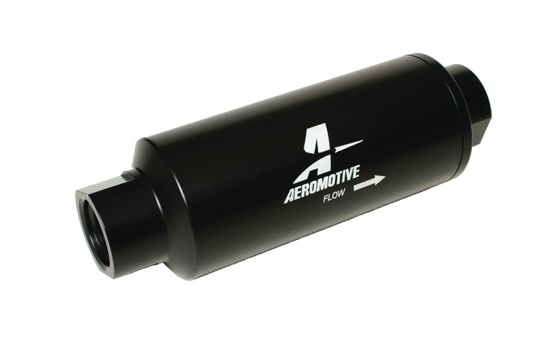 Aeromotive In-Line Marine Filter with 10 Micron Microglass Element * AN-12 ORB Port, Black Hard-Coat Finish