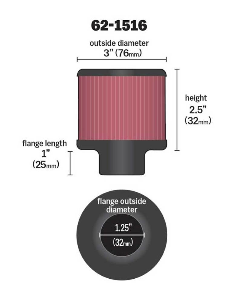 K&N Engineering 62-1516 Chrome Crankcase Vent Filter with Deflector Shield
