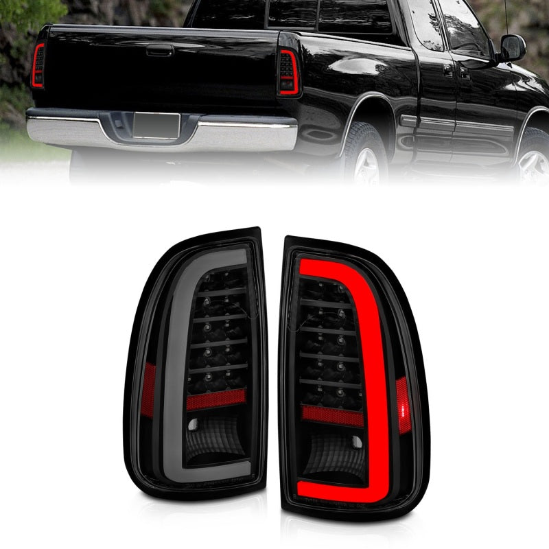 ANZO 00-06 Toyota Tundra LED Taillights with Light Bar and Smoke Lens – Black Housing, Pair