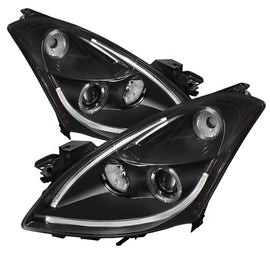 Spyder Nissan Altima 4-Door 2010-2012 Projector Headlights with LED Halo and Light Tube DRL - Black (Part #PRO-YD-NA104D-LTDRL-BK)