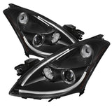 Spyder Nissan Altima 4-Door 2010-2012 Projector Headlights with LED Halo and Light Tube DRL - Black (Part #PRO-YD-NA104D-LTDRL-BK)