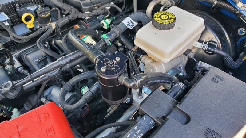 J&L JLT3075P-B 3.0 Oil Separator, Black Anodized, for 2021.5-2024 Ford Bronco 2.3L EcoBoost