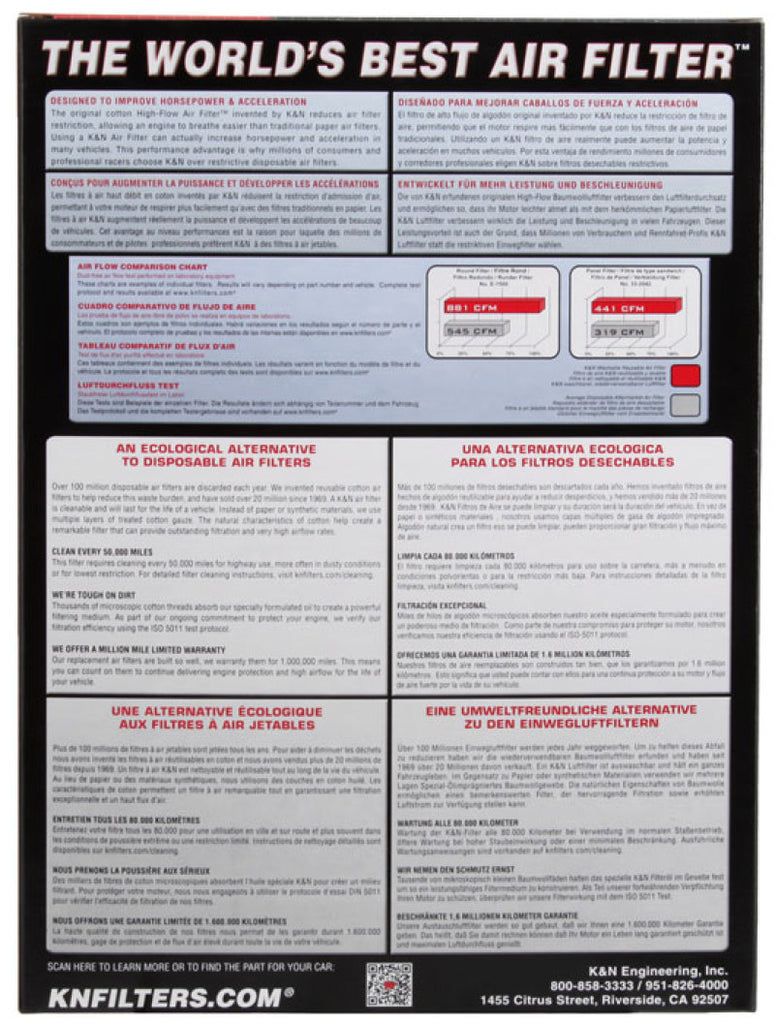 K&N Engineering Custom Oval Air Filter 7.75 in OW x 14.63 in OL x 2 in H