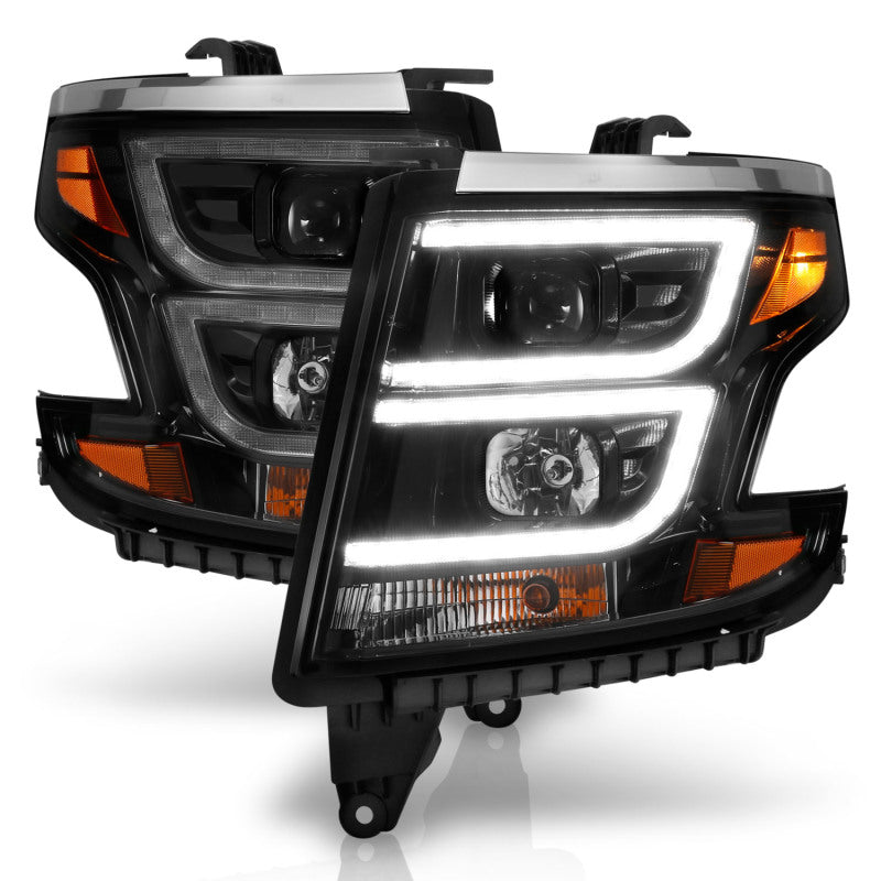 ANZO 2015-2020 Chevy Tahoe Projector Headlights with DRL, Black Housing and Clear Lens