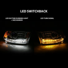 Load image into Gallery viewer, ANZO 2009-2018 Dodge Ram 1500 Projector Headlight Set with Halo and Plank Style Switchback - Chrome Housing, Clear Lens, Pair