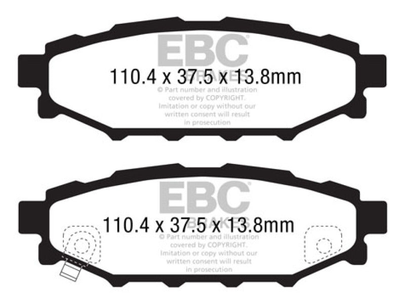 EBC Greenstuff 2000 Series Sport Brake Pads for Subaru Legacy and BRZ - Part Number EBCDP21584