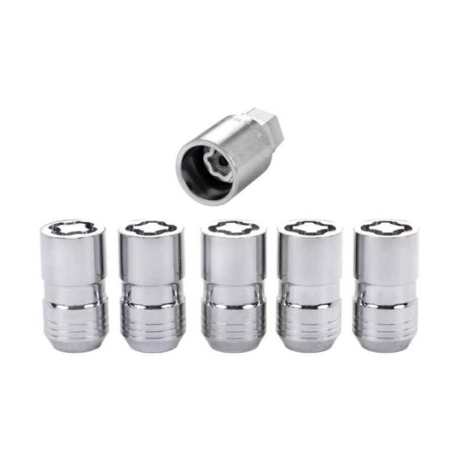 McGard Chrome Cone Seat Wheel Lock Nut Set – M14 x 1.5 Thread, 5 Pieces with Matching Key