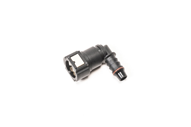 Radium Engineering 10mm SAE Female to 3/8 Inch Barb Quick Connect, 90 Degree Elbow