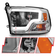 Load image into Gallery viewer, ANZO Crystal Headlight Set with Light Bar for Dodge Ram 1500, 2500, 3500 - Chrome Housing and Clear Lens