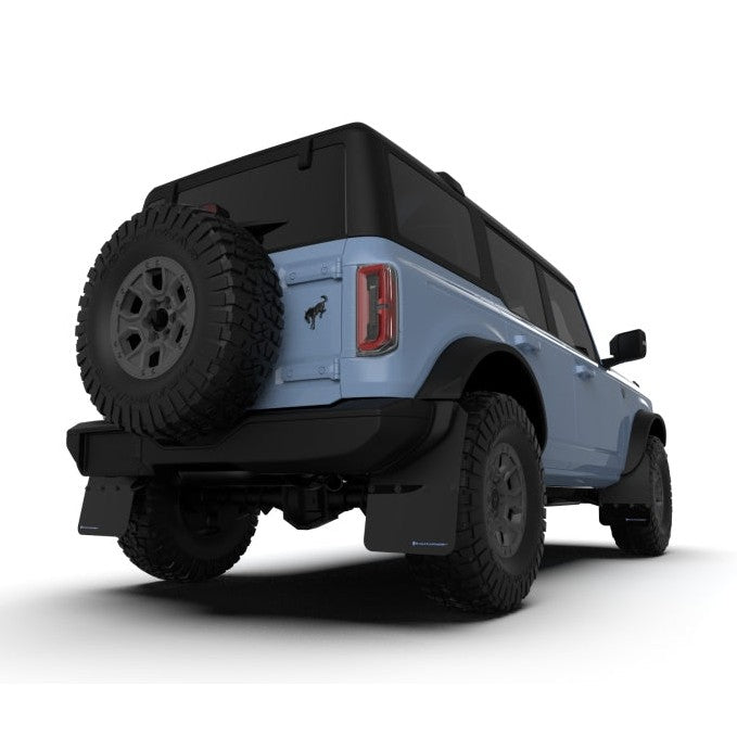 Rally Armor 21-25 Ford Bronco Polyurethane Mud Flaps with Blue Logo – Durable, No-Drill Protection