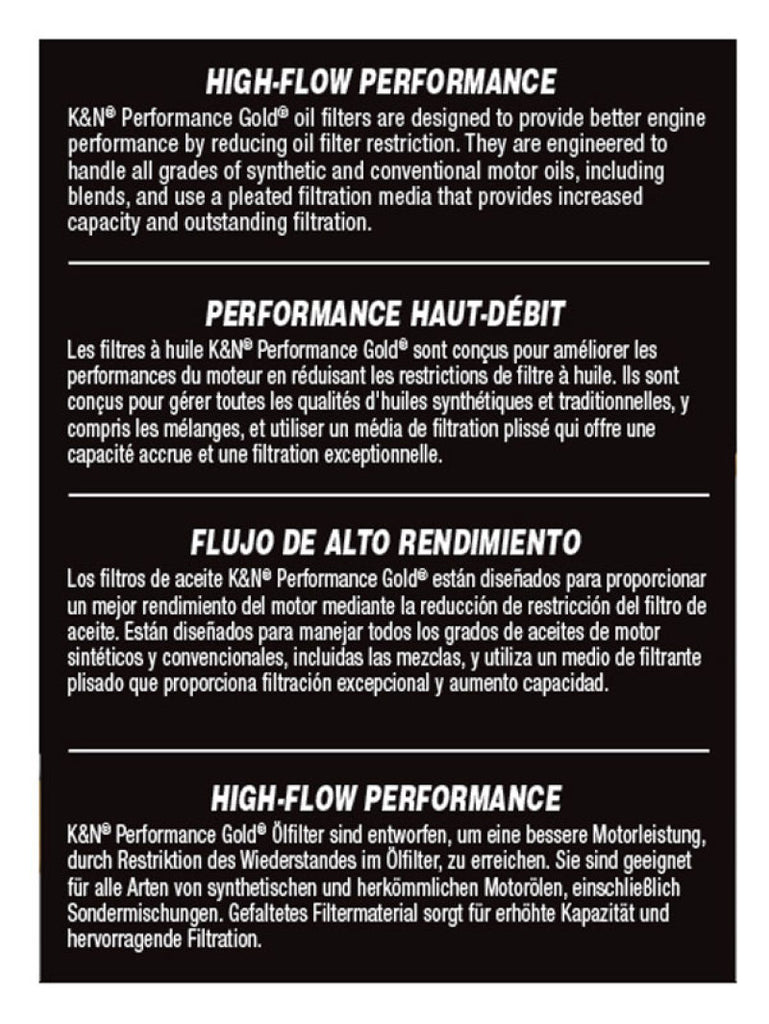 K&N Engineering KNNHP-7041 Performance Oil Filter for Fiat 500 and Jeep Renegade