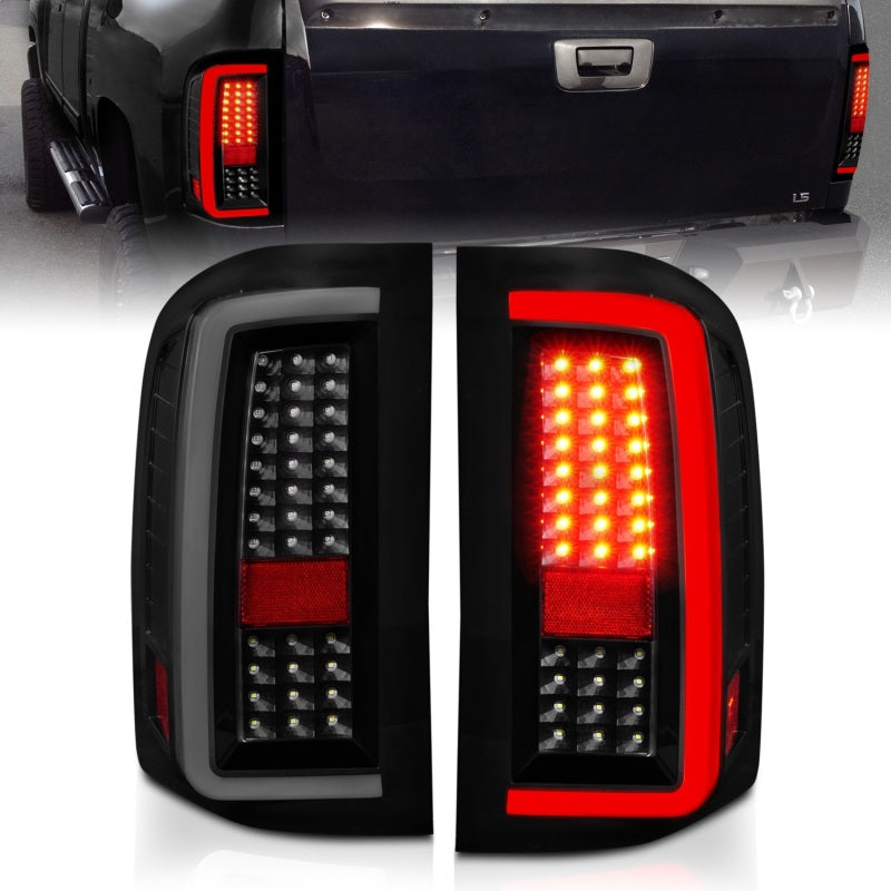 ANZO LED Tail Light Assembly for Chevrolet Silverado 2007-2013 – Black Housing with Smoke Lens, Pair