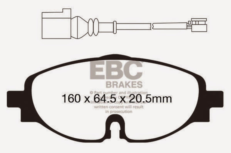 EBC Redstuff Ceramic Low Dust Front Brake Pads for Volkswagen Golf and Audi A3 (Part Number: ebcDP32150C)