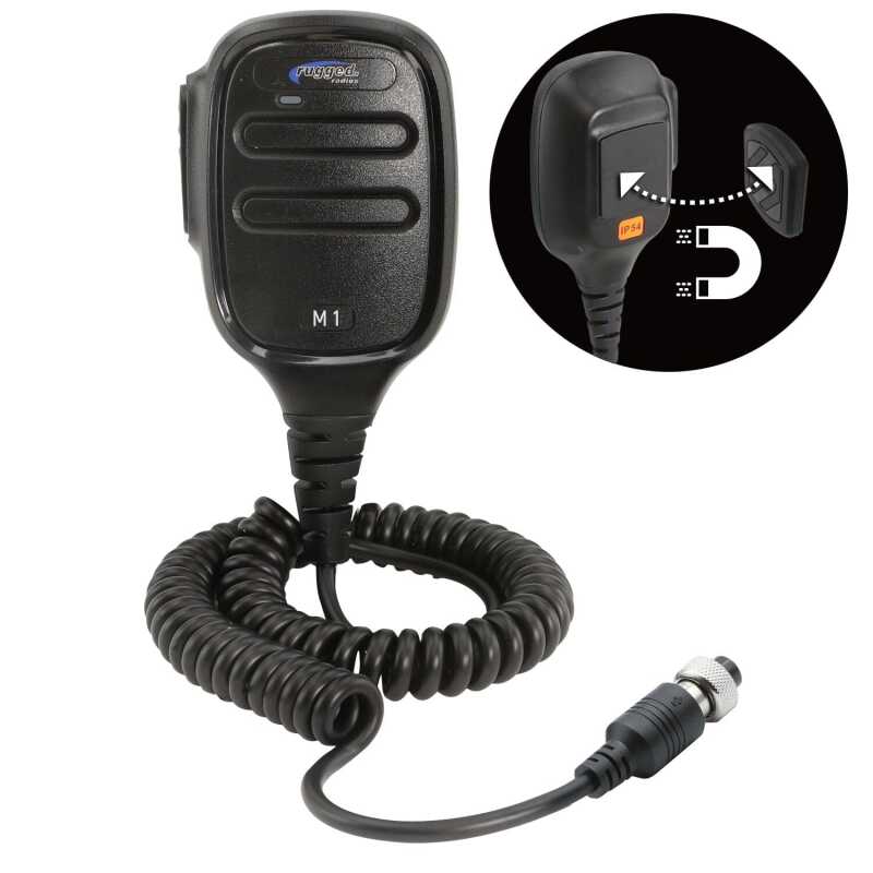 Rugged Radios Hand Microphone for M1 Mobile Radio with Scosche MagicMount