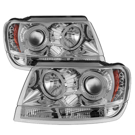 Spyder Jeep Grand Cherokee 99-04 LED Halo Projector Headlights - Chrome (Part # PRO-YD-JGC99-HL-C)