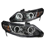 ANZO 2006-2011 Honda Civic Projector Headlights with Halo in Black (CCFL)