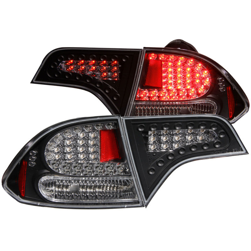 ANZO 2006-2011 Honda Civic LED Tail Light Assembly with Clear Lens and Black Housing